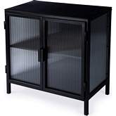 Hoxton Accent Cabinet in Black Iron & Ribbed Glass
