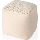 Fernandos 20" Pouffe Ottoman in Cream Ivory Woven Fabric