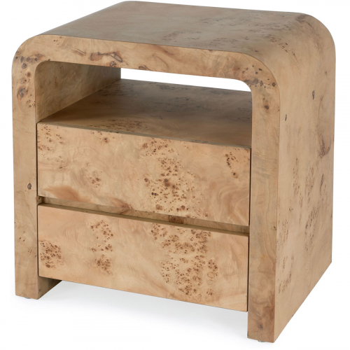 Cora 2 Drawer Nightstand in Light Brown Burl