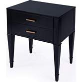 Kai 24" 2 Drawer End Table in Black Finish Wood