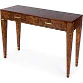 Kai 45" 2 Drawer Console Table in Medium Brown Burl Wood