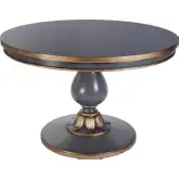 Evie 48" Round Pedestal Dining Table in Distressed Blue & Gold Wood