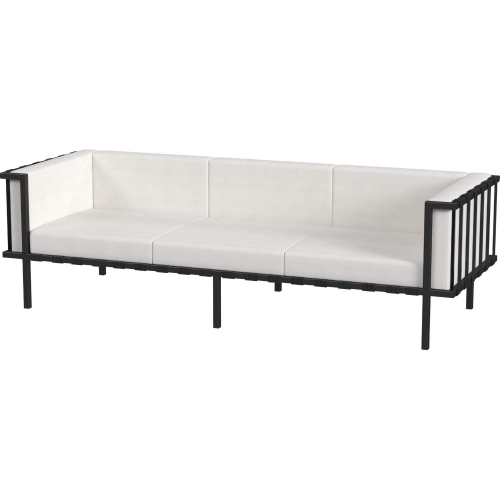 Norway Outdoor Sofa in Black Iron & White Sunbrella Fabric