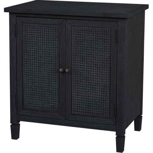 Flagstaff 2 Door Cabinet in Washed Black Wood & Cane