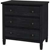 Flagstaff 3 Drawer Dresser in Washed Black & Cane