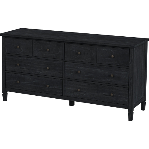 Flagstaff 8 Drawer Dresser in Washed Black & Cane