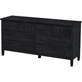 Flagstaff 8 Drawer Dresser in Washed Black & Cane