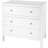 Nora 34" 3 Drawer Chest in Smooth White Wood