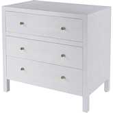 Nora 34" 3 Drawer Chest in Wire Brushed White Wood