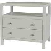 Nora 28" 2 Drawer Nightstand with Open Shelf in Sage Green Wood