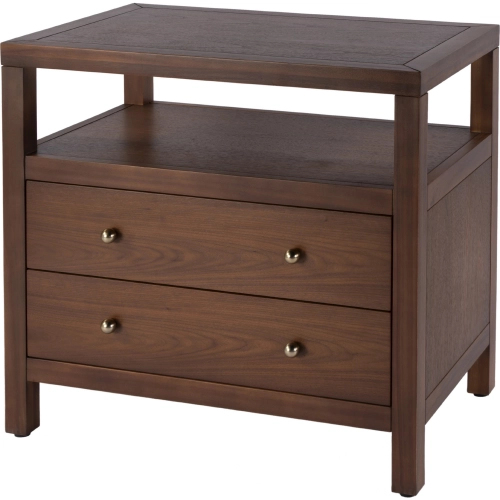 Nora 2 Drawer Nightstand in Brown Finish Wood