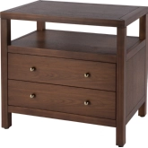 Nora 2 Drawer Nightstand in Brown Finish Wood
