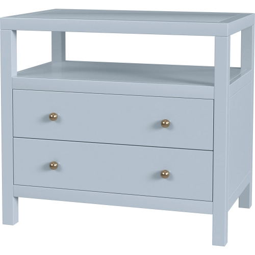 Nora 28" 2-Drawer Wide Nightstand with Shelf in Light Blue