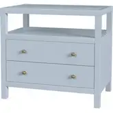 Nora 28" 2-Drawer Wide Nightstand with Shelf in Light Blue
