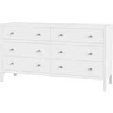 Nora 60" 6 Drawer Dresser in Gloss White Wood