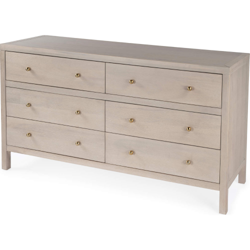 Celine 6 Drawer Dresser in Wire Brushed Taupe Finish