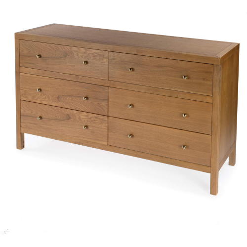 Celine 6 Drawer Dresser in Wire Brushed Antique Taupe Wood Finish