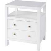 Nora 21" 2 Drawer Nightstand with Open Shelf in Smooth White Wood