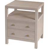 Celine 2 Drawer Nightstand in Wire Brushed Taupe Finish