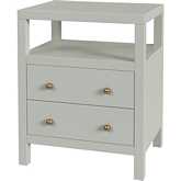 Nora 21" 2 Drawer Nightstand with Open Shelf in Sage Green Wood