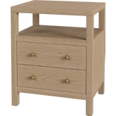 Nora 2 Drawer Nightstand in Light Brown Finish Wood