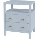 Nora 21" 2-Drawer Nightstand with Open Shelf in Light Blue Wood