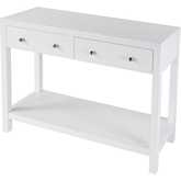 Nora 40" 2 Drawer Console Table with Open Shelf in Smooth White Wood