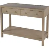 Nora 40" 2 Drawer Console Table with Shelf in Light Brown Wood