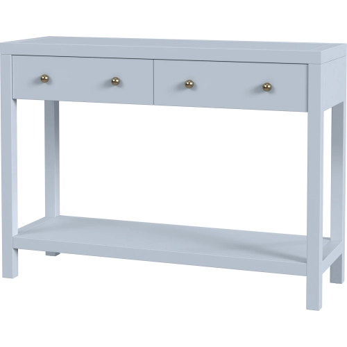 Nora 40" 2-Drawer Console Table with Lower Shelf in Light Blue Finish Wood