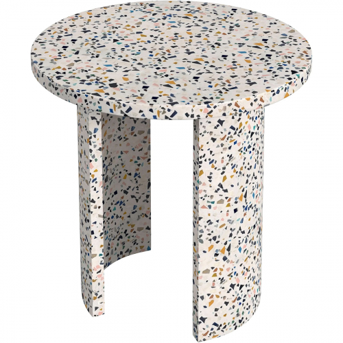 Siesta Outdoor Round Side Table in White & Multicolor Terrazzo Style Resin