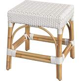 Robias 18" Dining Stool in Gloss White PE Rattan & Natural Rattan