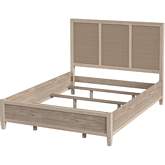 Flagstaff Queen Bed in Desert Sand Finish Wood & Cane