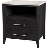 Mayfair 22" 2 Drawer Nightstand in Beige Marble & Washed Black Finish Wood