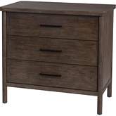 Lennon 34" 3 Drawer Rounded Leg Dresser in Brown Finish Wood