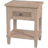 Flagstaff 1 Drawer Nightstand in Desert Sand Finish Wood & Cane