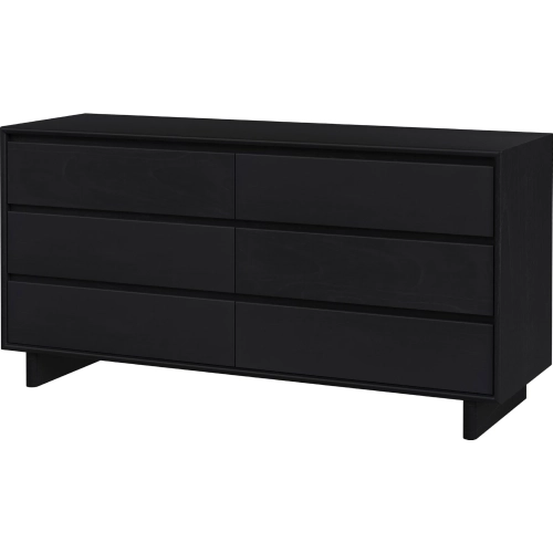 Halmstad 62" 6 Drawer Dresser in Black Finish Wood