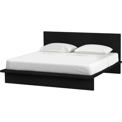 Halmstad King Platform Bed in Black Finish Wood