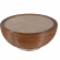 Harding Drum Coffee Table in Taupe Wood & Brown Rattan