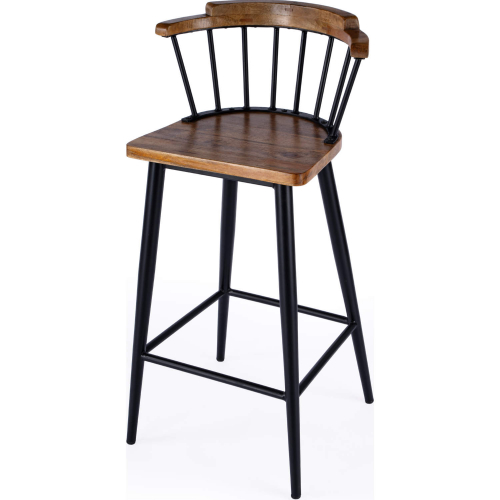 Merrick 30" Spindle Bar Stool in Mango Wood & Black Iron