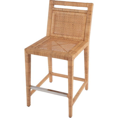 Brielle 24" Counter Stool in Light Brown Woven Rattan