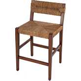 Valencia Counter Stool in Woven Banana Leaf & Dark Brown Wood