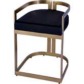 Clarence 23" Dining Chair Stool in Black Leatherette & Polished Gold Stainless