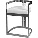 Clarence 23" Dining Chair Stool in White Leatherette & Polished Nickel Stainless