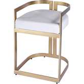 Clarence 23" Dining Chair Stool in White Leatherette & Polished Gold Stainless