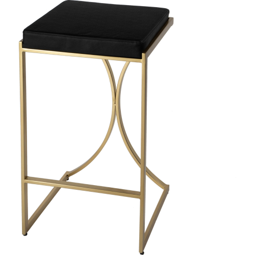 Natalya Bar Stool in Gold Iron & Black Leatherette