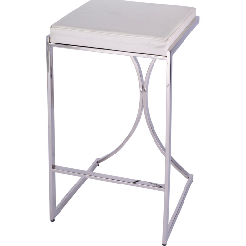 Natalya Bar Stool in Nickel Stainless Steel & White Leatherette