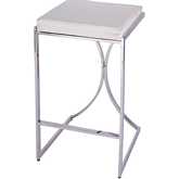 Natalya Bar Stool in Nickel Stainless Steel & White Leatherette