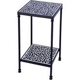 Lana Side Table in Black & Ivory Inlay Resin & Black Metal