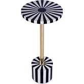 Zane Round Side Table in Black & White Inlay & Brass