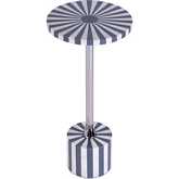 Zane Round Side Table in Gray & White Inlay & Metal